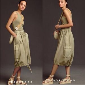 Anthropologie Daily Practice: Stylish Olive Green Midi Dress